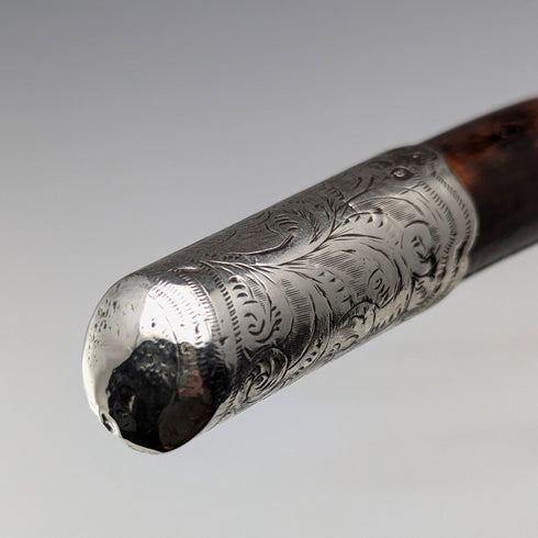 1901 年英國古董女士純銀裝飾 L 形手柄手杖 90 厘米